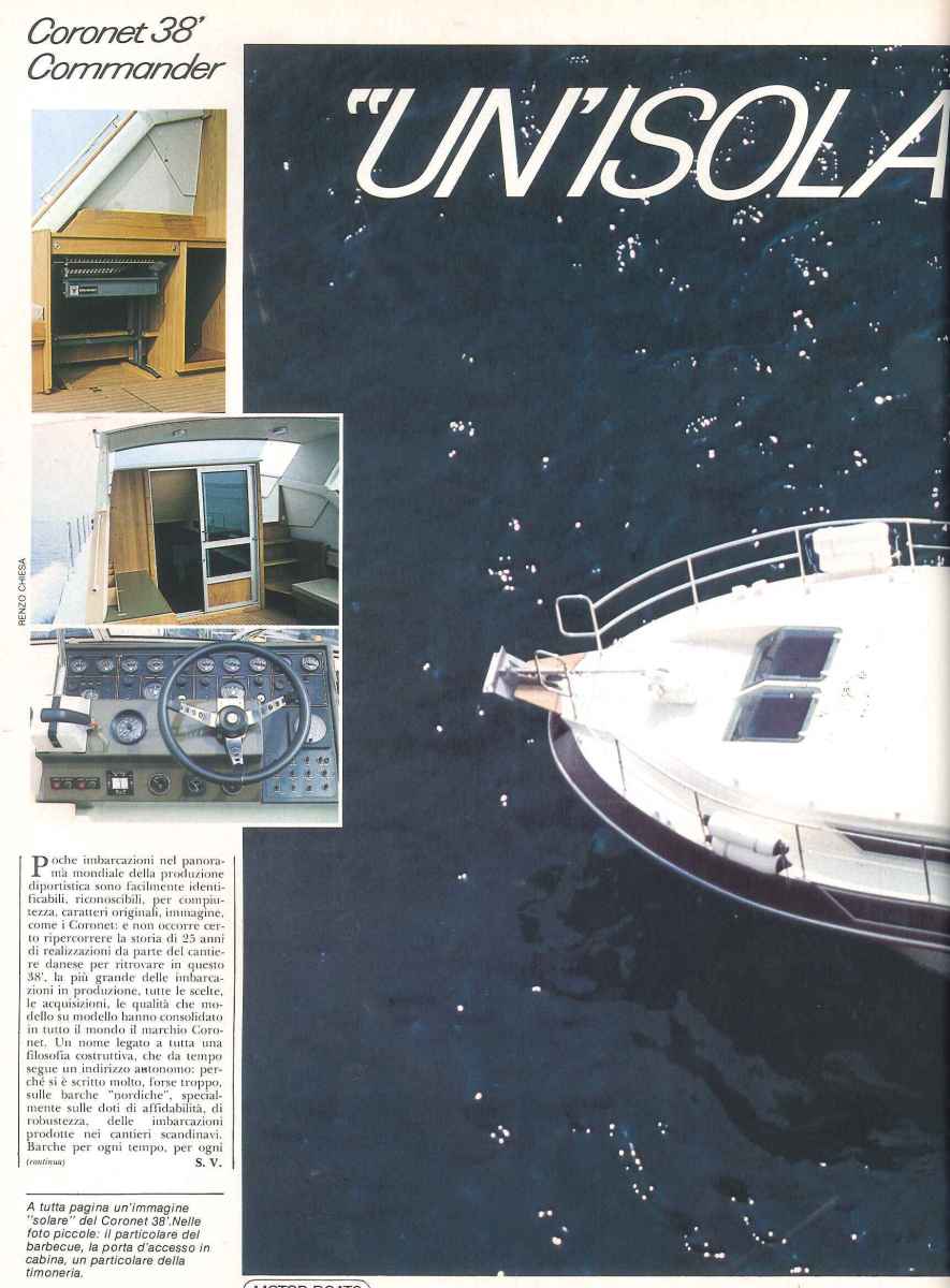 PAG 01. Coronet 38 Mediterraneo - rivista “Uomo Mare" - 1982